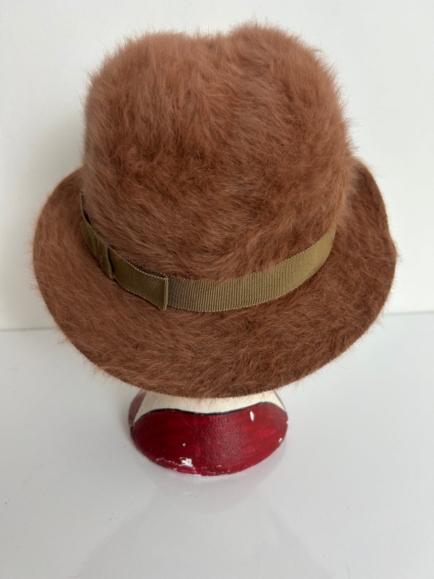 Vintage Austrian Mayser & Milz Caramel Brown Angora Trilby Style Hat