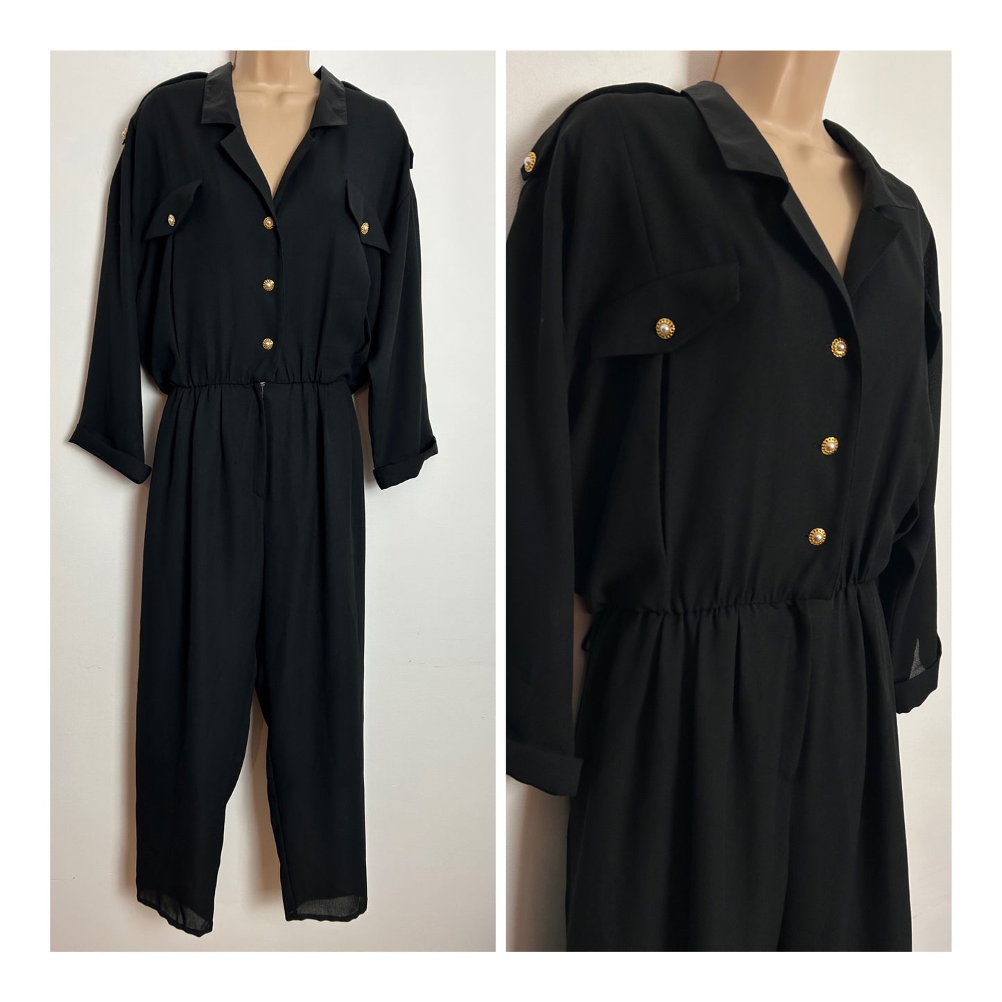 Modern MARIPOSA UK Size 14 (Eur 38) Black 3/4 Sleeve All In One Jumpsuit