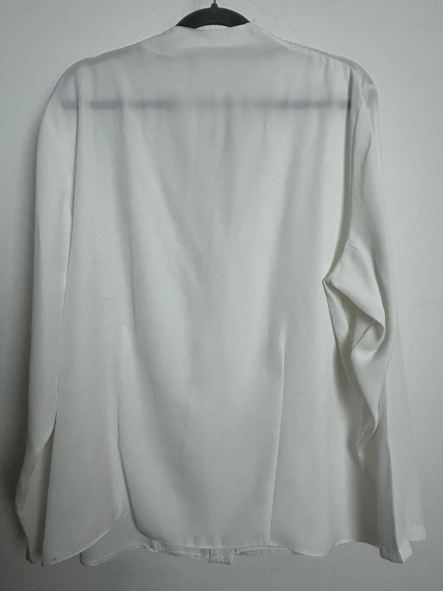 Vintage 1980s Size 16 Pretty White Lace Trim Long Sleeve Blouse