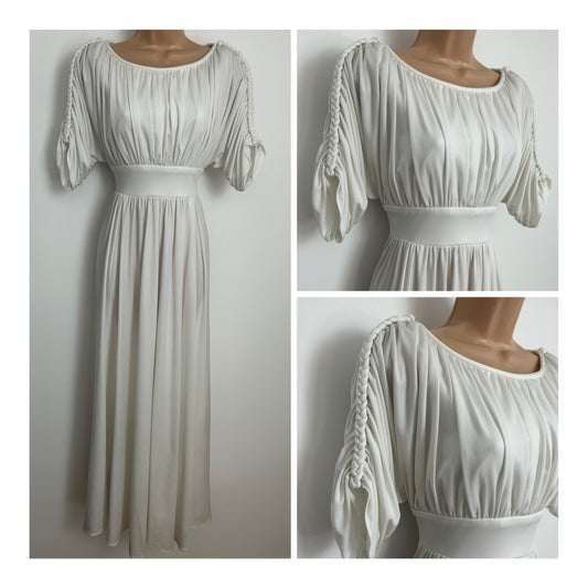 Vintage 1970s JOHN CHARLES Size 8 White Grecian Style Summer Maxi Dress
