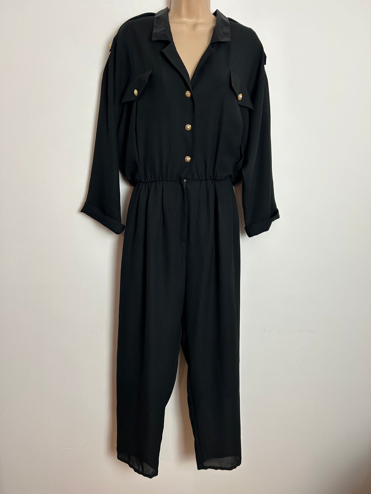 Modern MARIPOSA UK Size 14 (Eur 38) Black 3/4 Sleeve All In One Jumpsuit