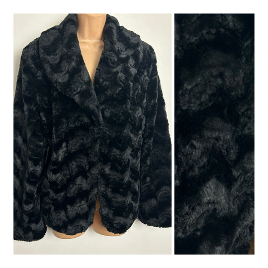Vintage 1980s ROMAN ORIGINALS Size XL (UP TO Size 16) Black Faux Fur Coat