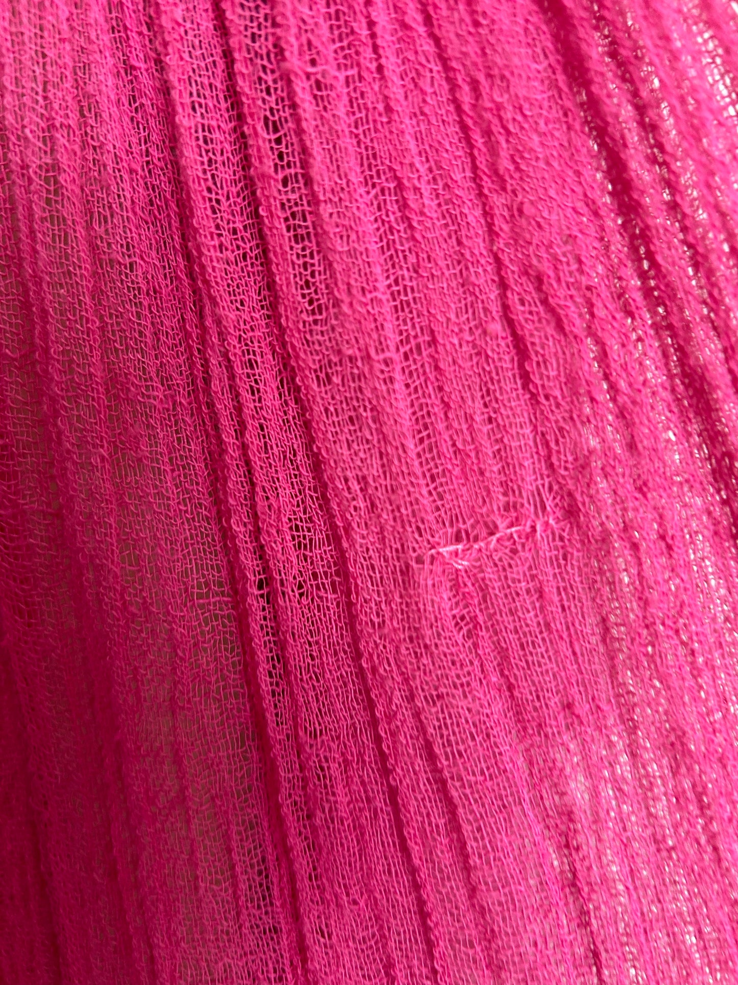 Vintage 1970s EL COMAL Up To Size 12 Hot Pink 100% Cheesecloth Cotton Flared Sleeve MEXICAN Kaftan Midi Dress