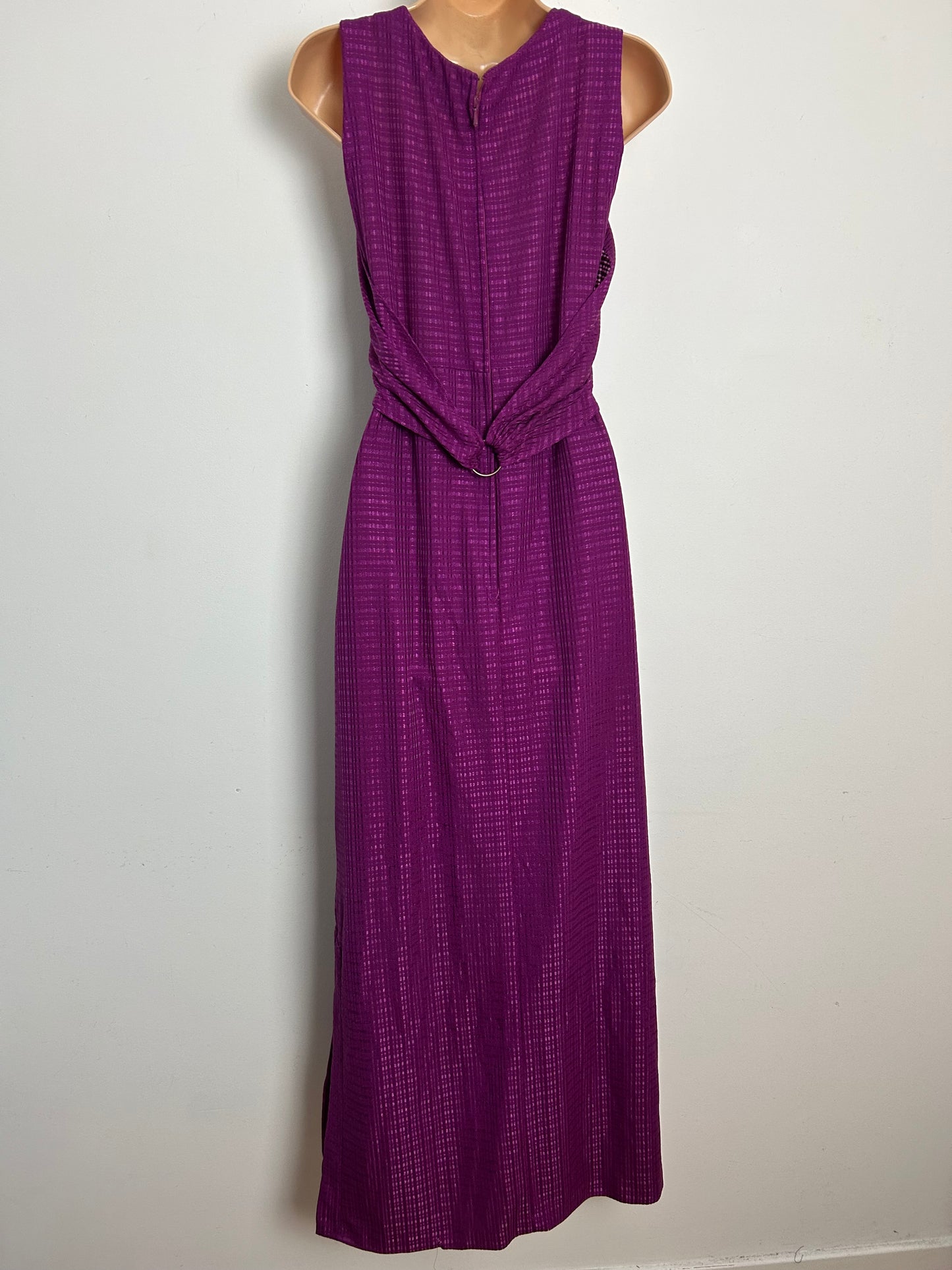 Vintage Late 1970s Size 12 Magenta Two Piece Maxi Dress With Matching Cover Up
