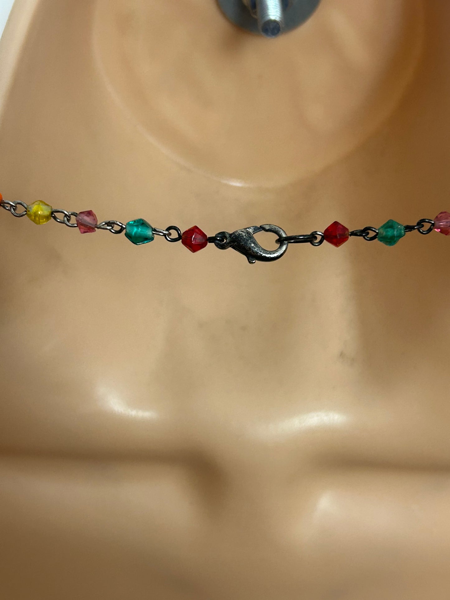 Vintage Multicolour Glass Stone Set Droplet Necklace
