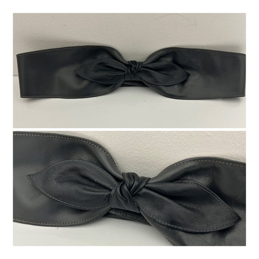 Vintage 1980s STEPHEN COLLINS Grey Leather Bow Detail Cinch Belt 30" Waist
