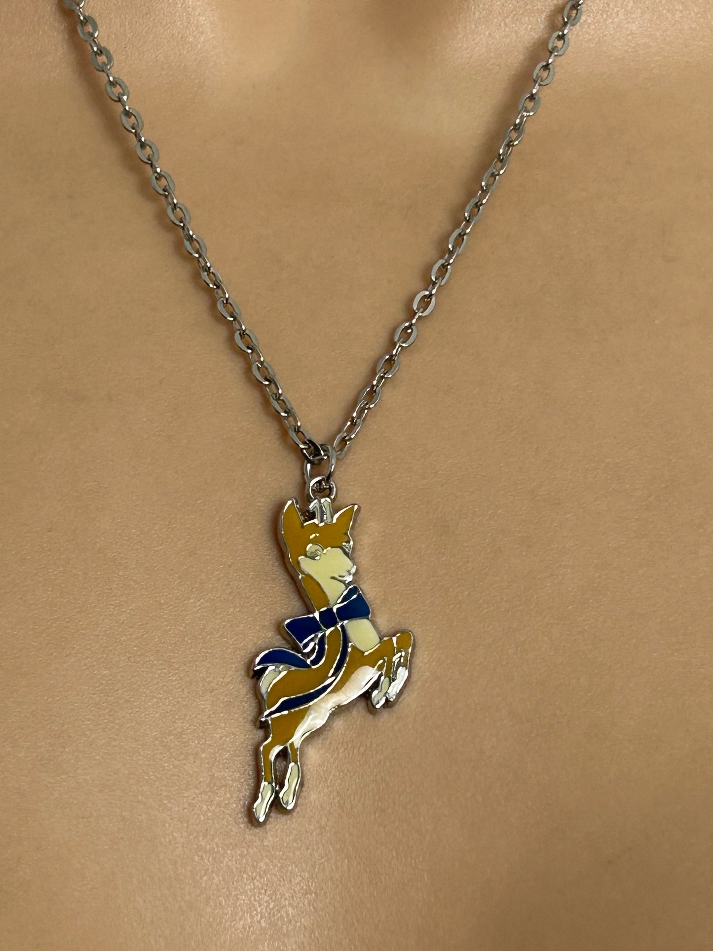 Vintage 1970s Collectable Retro Kitsch BABYCHAM Enamel Deer Pendant & Necklace