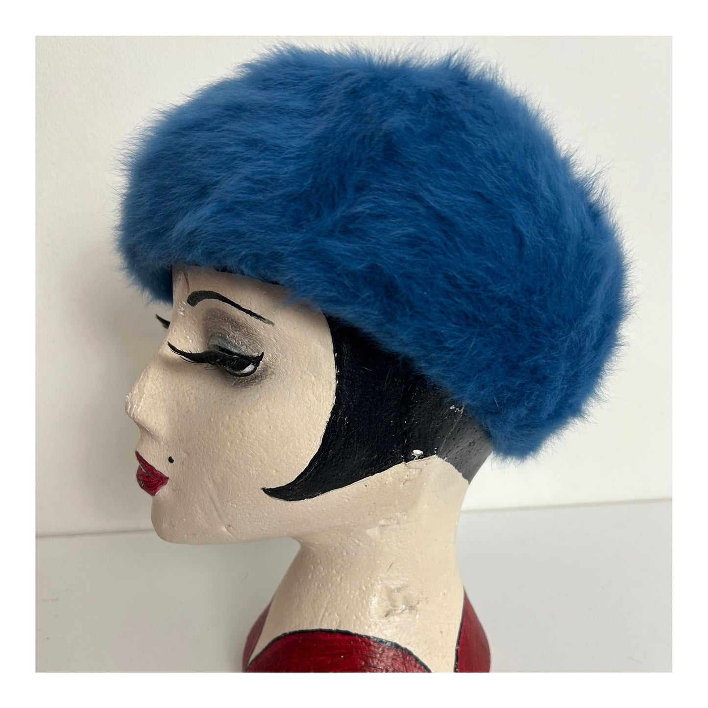Vintage 1970s KANGOL Dark Dusky Blue Angora Mix Beret