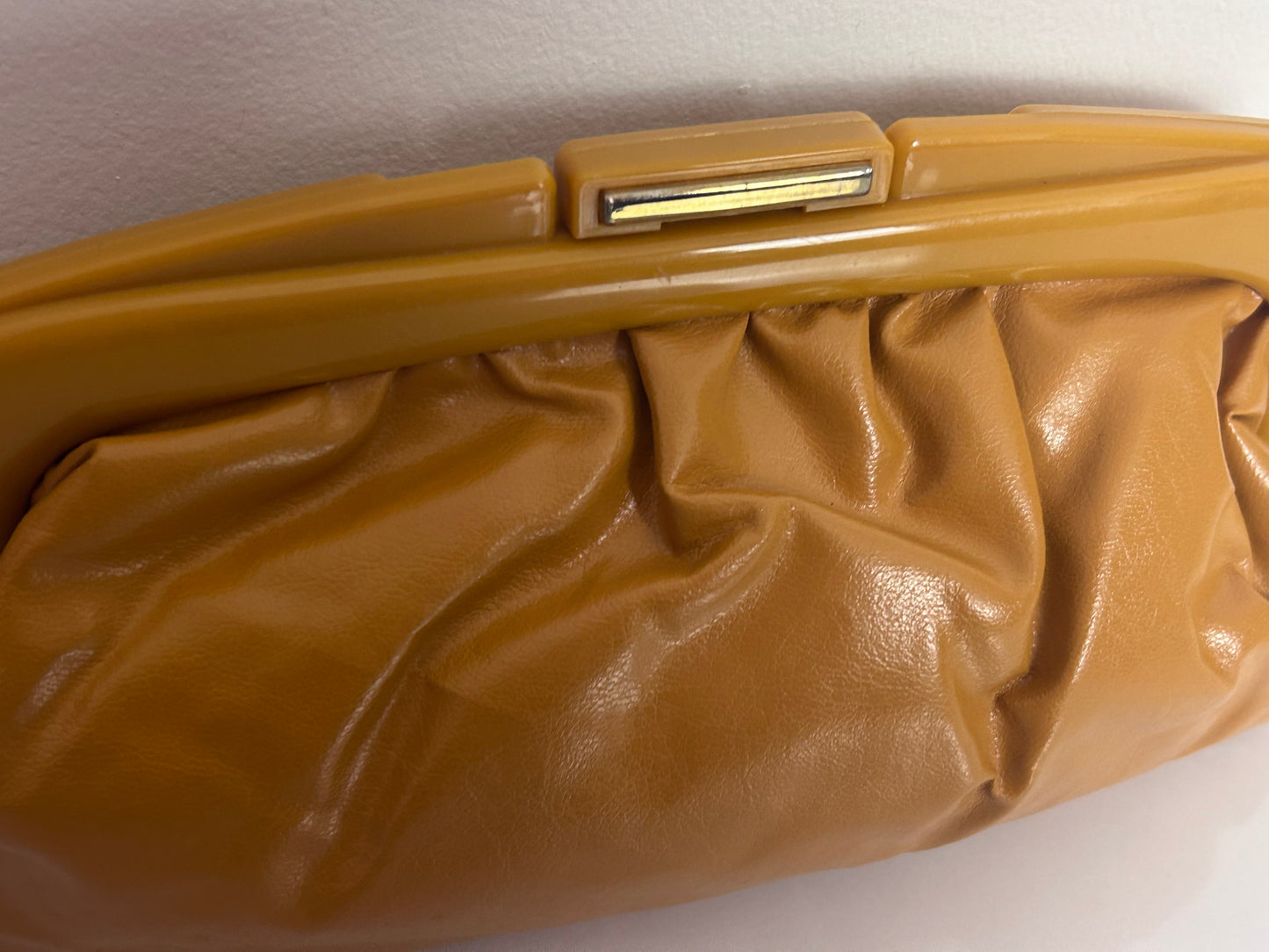 Vintage 1980s LITTLEWOODS Mustard Yellow Faux Leather Clutch Bag