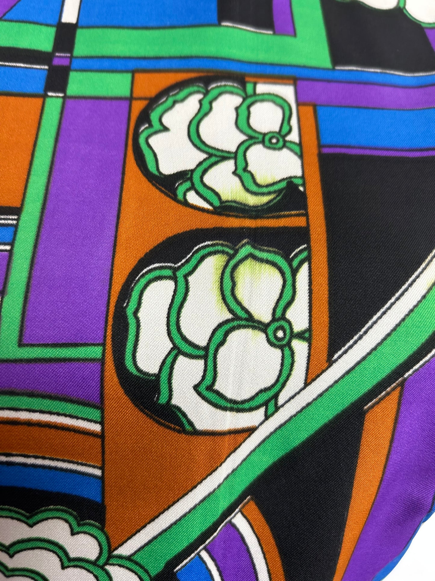 Vintage 1960s Size 8-10 Blue Purple Rust & Green Abstract Floral & Stripe Print Pleated Mod Shift Dress