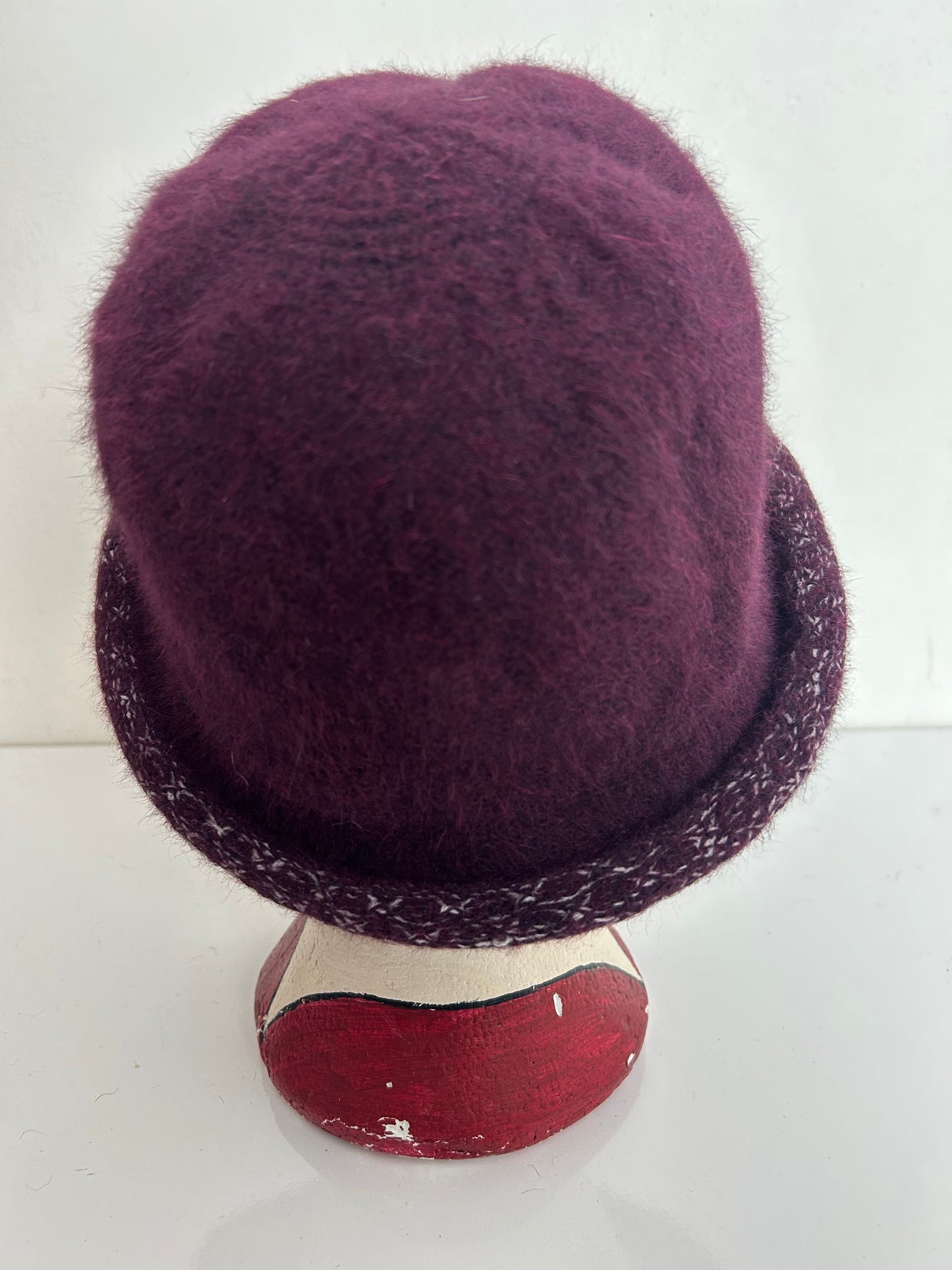 Vintage Burgundy Wool & Angora Mix Semi Structured Hat