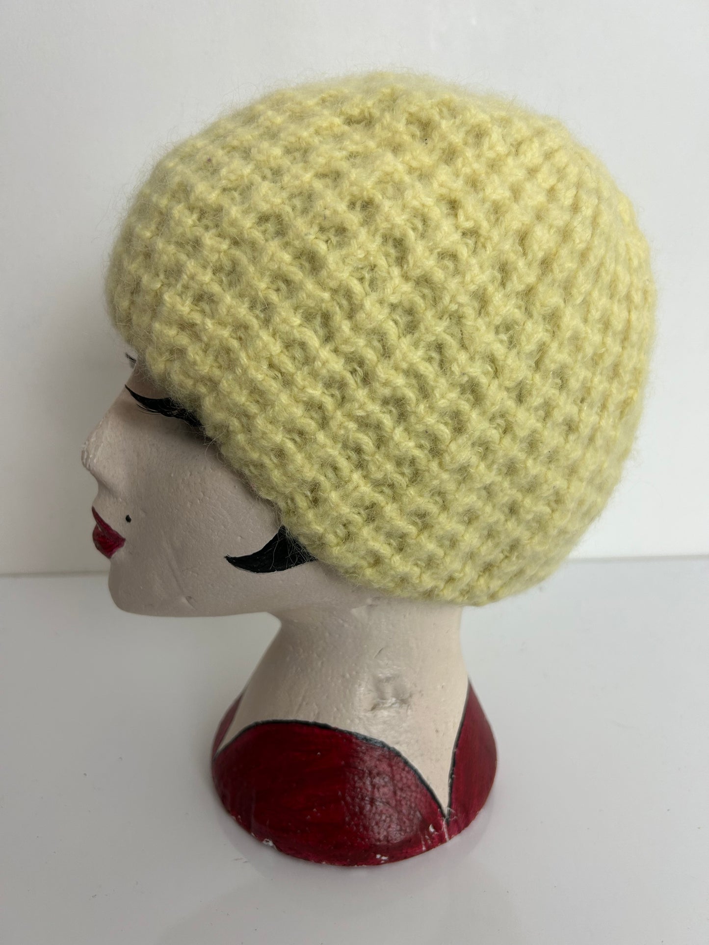 Vintage Lemon Reversible Pull On Beanie Style Wool Hat