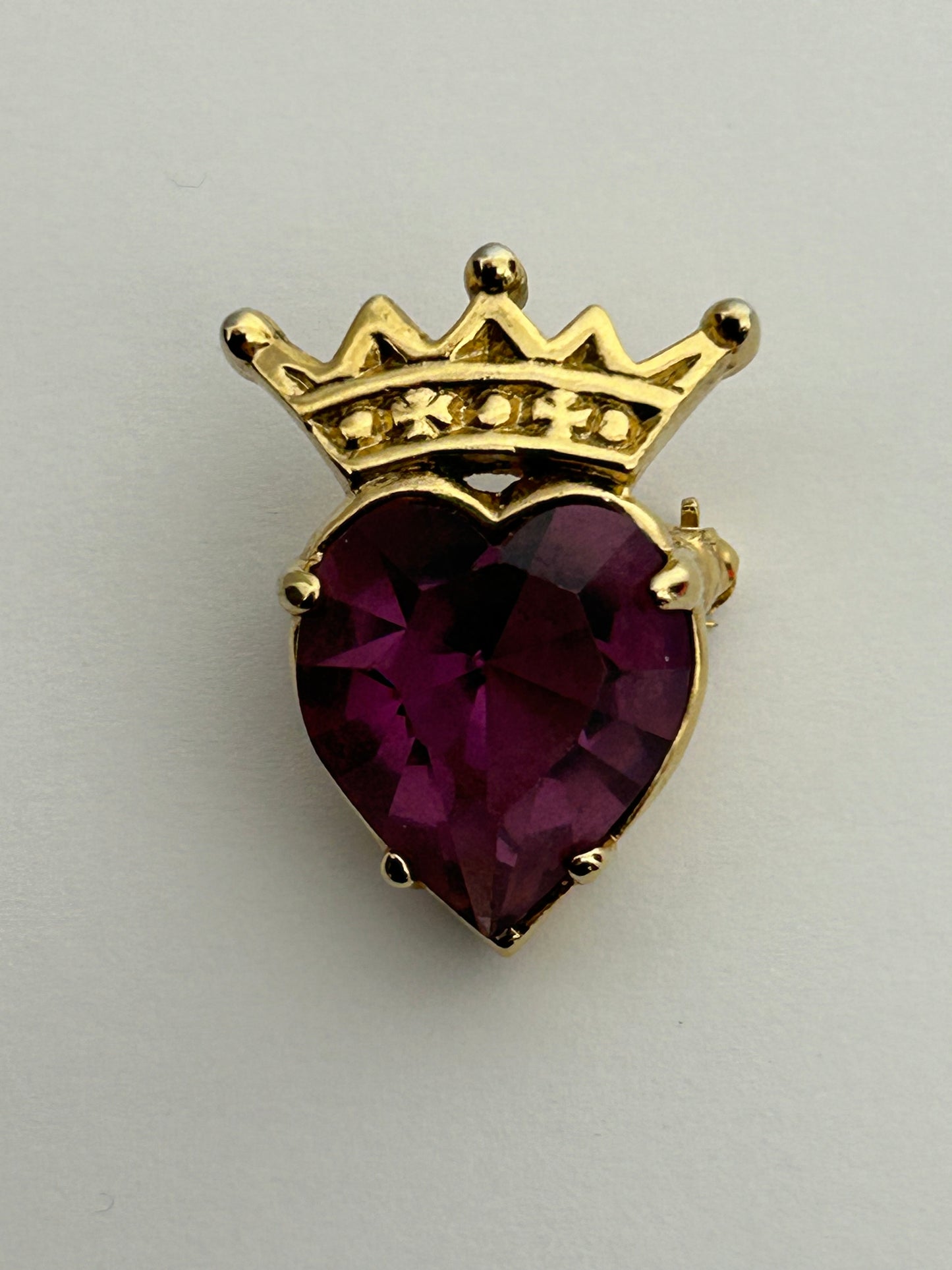 Vintage LUCKENBOOTH Scottish Heart & Crown Stone Set Signed Pin Brooch