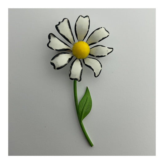 Vintage Gorgeous Large White Daisy Pin Brooch