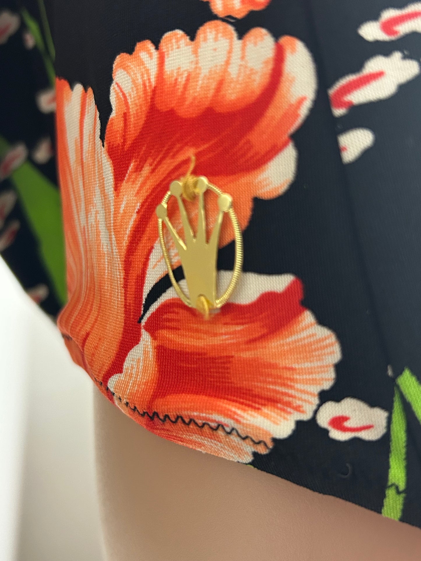 Vintage 1960s TRIUMPH INTERNATIONAL Approx Size 12 "Jalisco" Black & Orange Floral Print Bikini