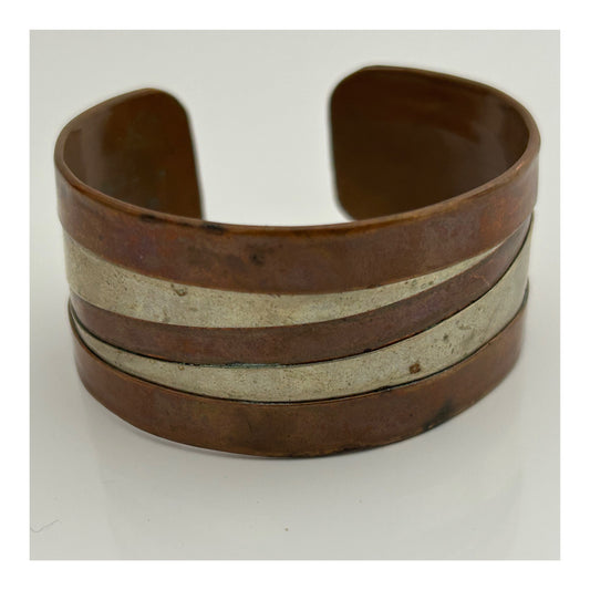 Vintage Copper & Steel Mixed Metal Handmade Bangle