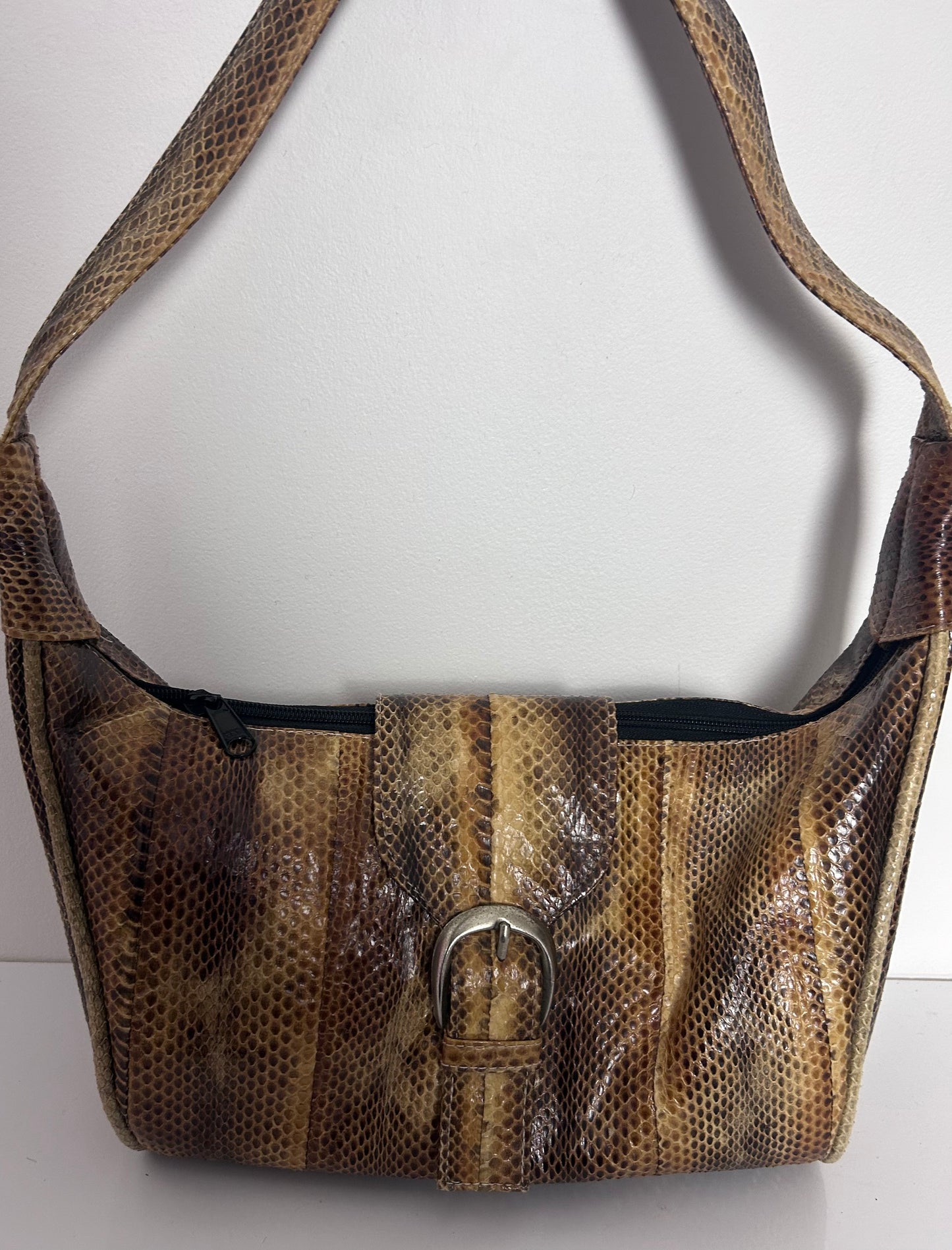 Vintage 1990s Real Reptile Snake Skin Bucket Style Handbag