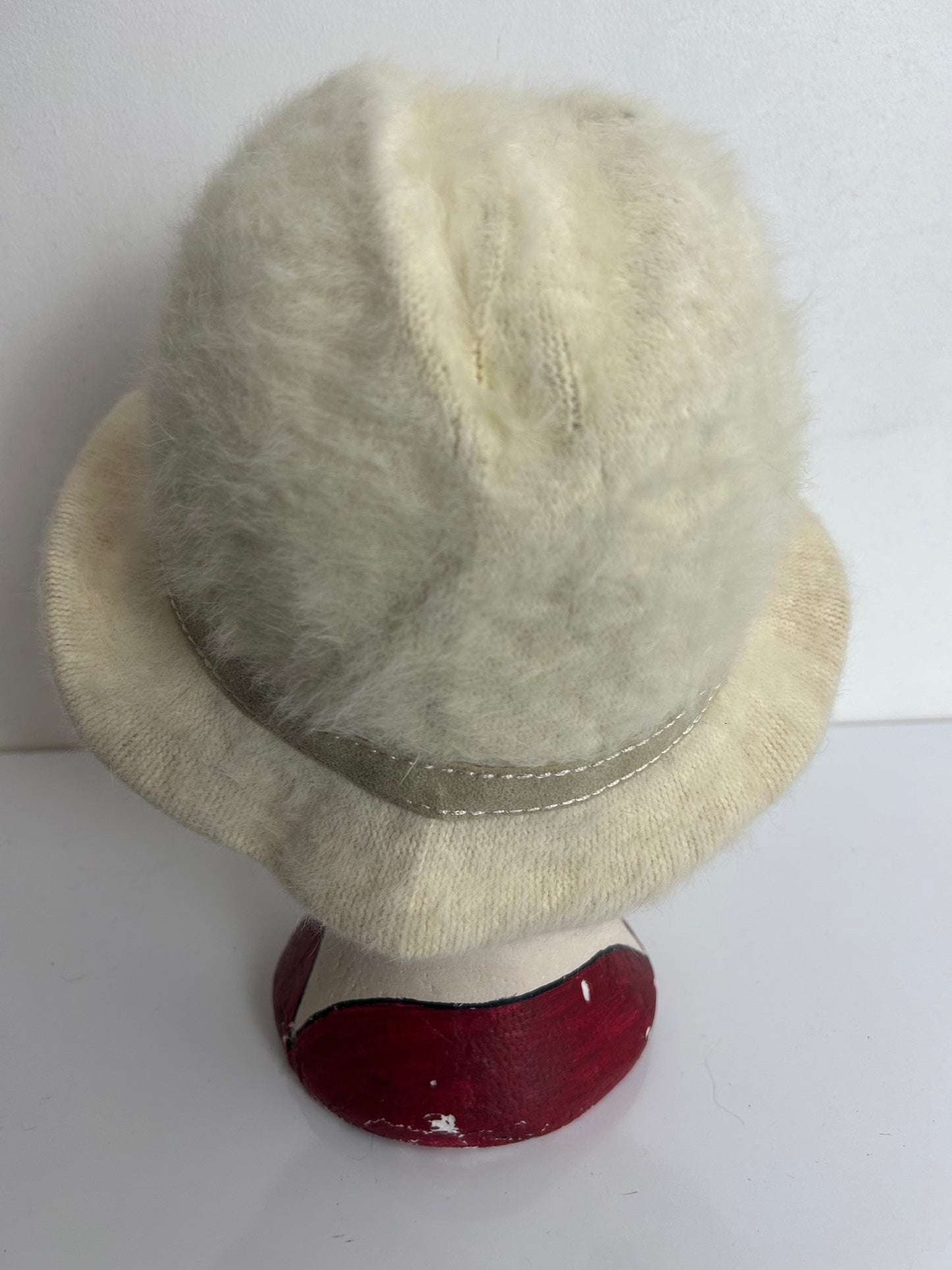 Vintage 1970s Austrian Cream Super Soft Angora Mix Braid & Feather Trim Hat