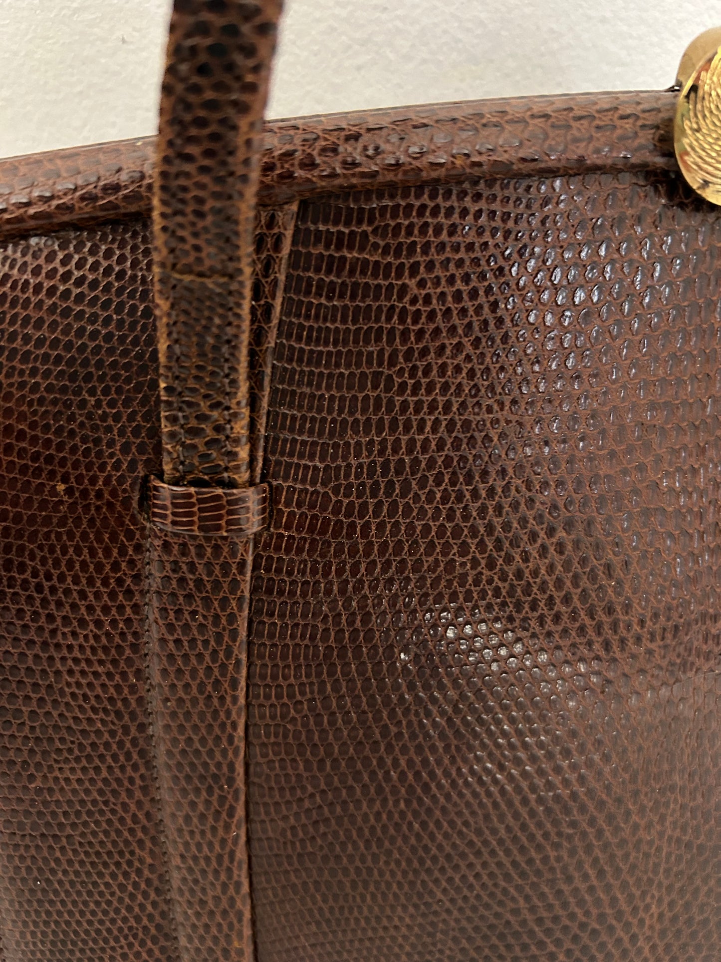 Vintage 1950s MARQUESSA Real Lizard Skin Kelly Handbag & Matching Coin Purse