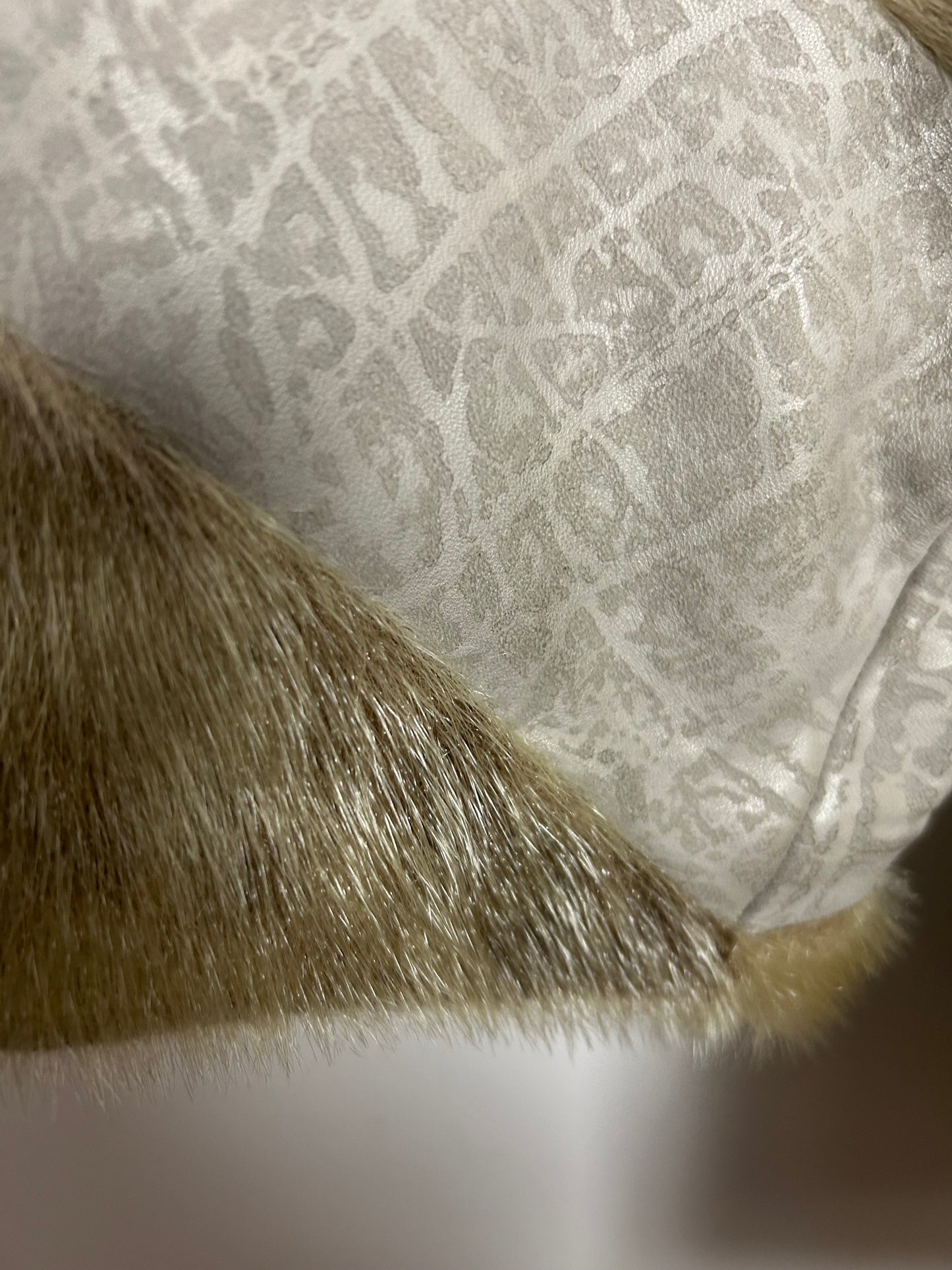 Vintage 1980s SCHRADER Size 12 Beige & Brown Tones Suede & Fur Animal Print Oversize Jacket