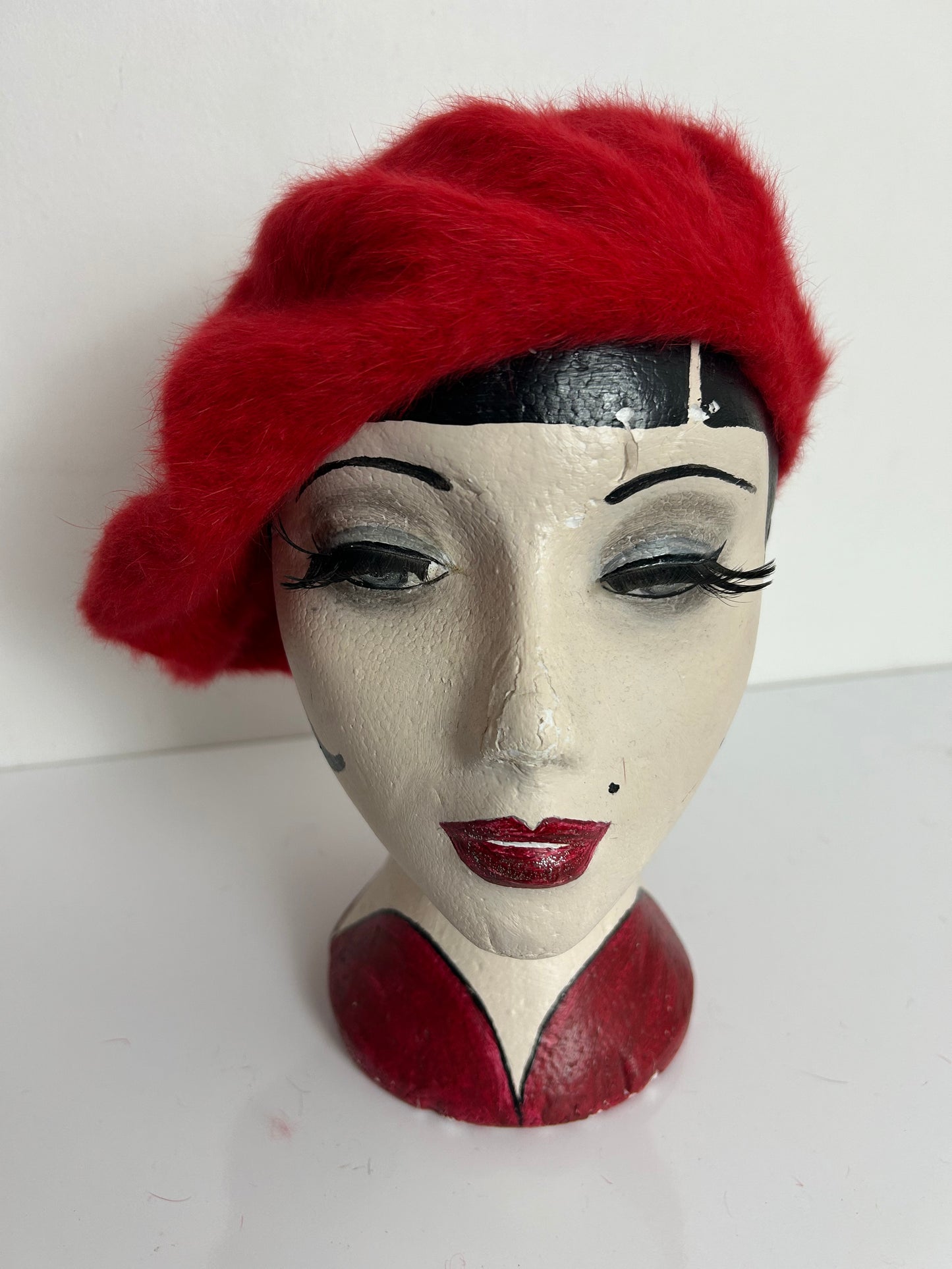 Vintage Cute Red Wool & Angora Mix Beret
