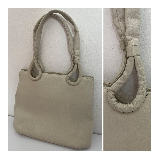 Vintage 1960s BASCHA MODELL Lovely Soft Beige Leather Grab Handle Handbag