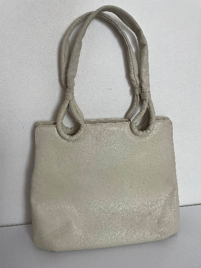 Vintage 1960s BASCHA MODELL Lovely Soft Beige Leather Grab Handle Handbag