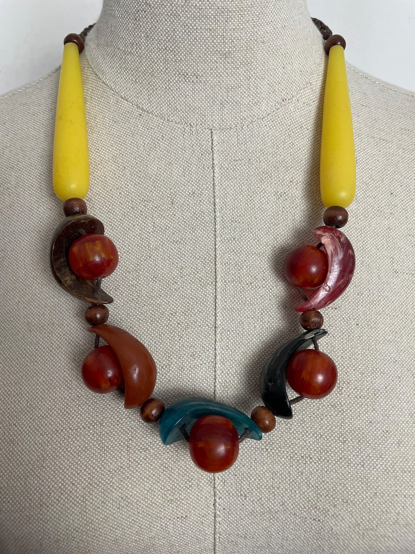 Charity Listing For Shout Aloud - AMAZING Handmade Boho Bohemian Artisan Balinese Resin & Wood Unique Statement Necklace