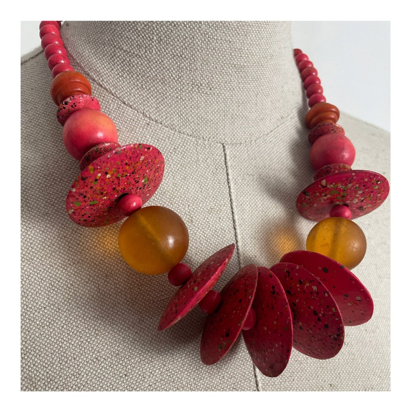 Charity Listing For Shout Aloud - Gorgeous Handmade Boho Bohemian Hippy Artisan Balinese Chunky Resin & Wooded Beads Statement Necklace