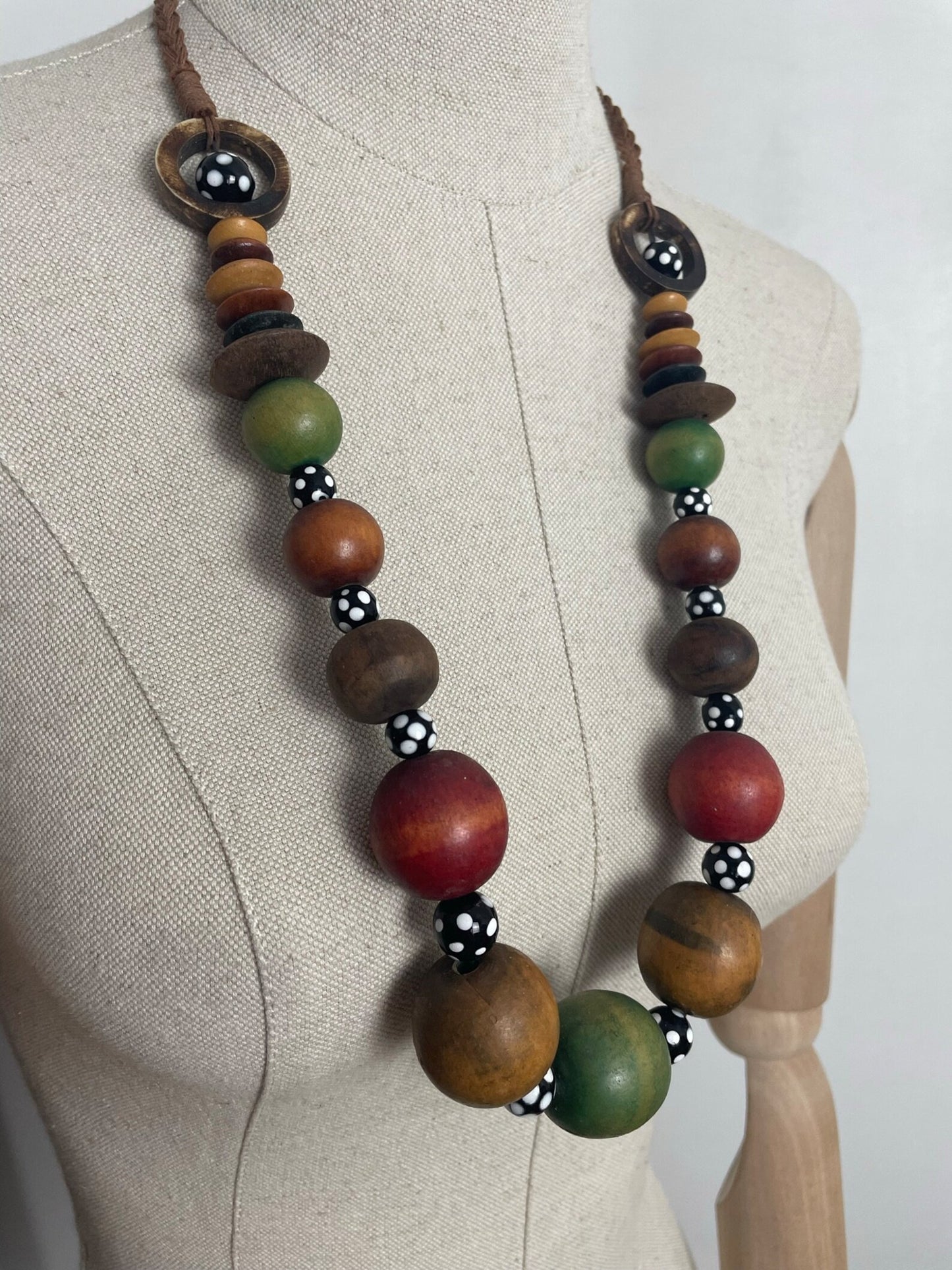 Charity Listing For Shout Aloud - Gorgeous Handmade Boho Bohemian Hippy Artisan Balinese Chunky Gradutated Wooden Bead Statement Necklace