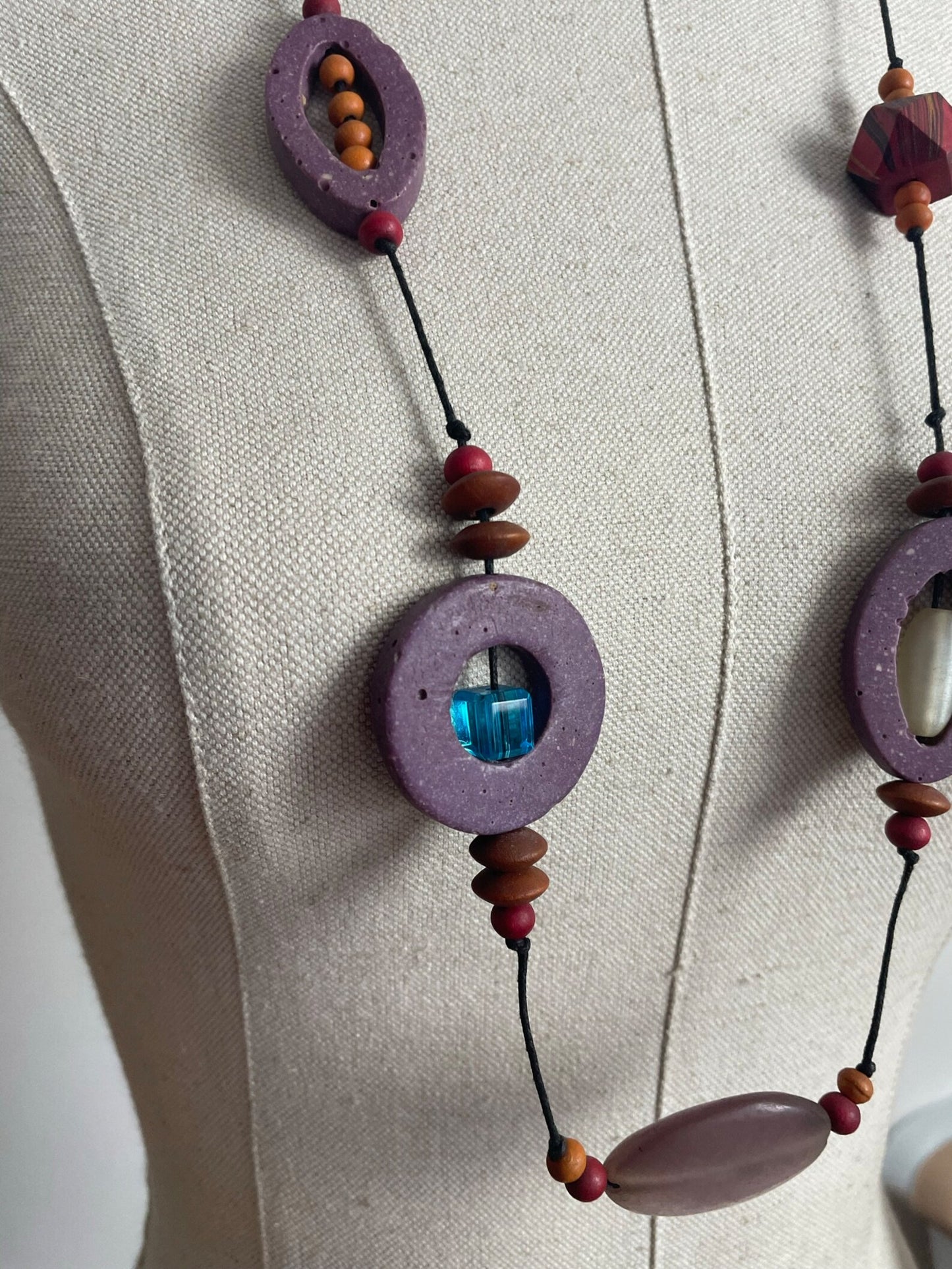 Charity Listing For Shout Aloud - Gorgeous Handmade Boho Bohemian Hippy Artisan Balinese Long Resin & Wooden Bead Statement Necklace