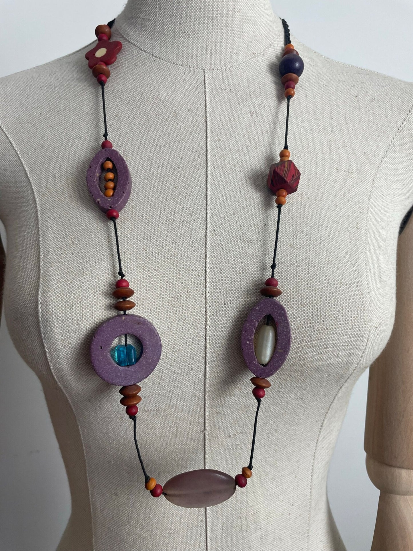 Charity Listing For Shout Aloud - Gorgeous Handmade Boho Bohemian Hippy Artisan Balinese Long Resin & Wooden Bead Statement Necklace