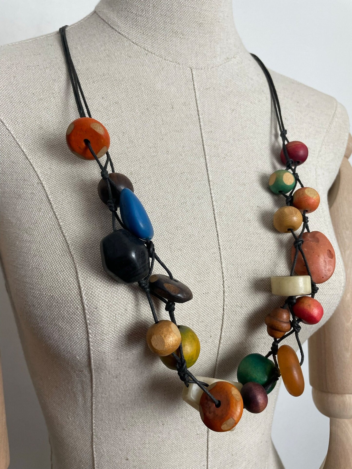 Charity Listing For Shout Aloud - Handmade Boho Bohemian Artisan Balinese Chunky Wood & Resin Bead Statement Necklace