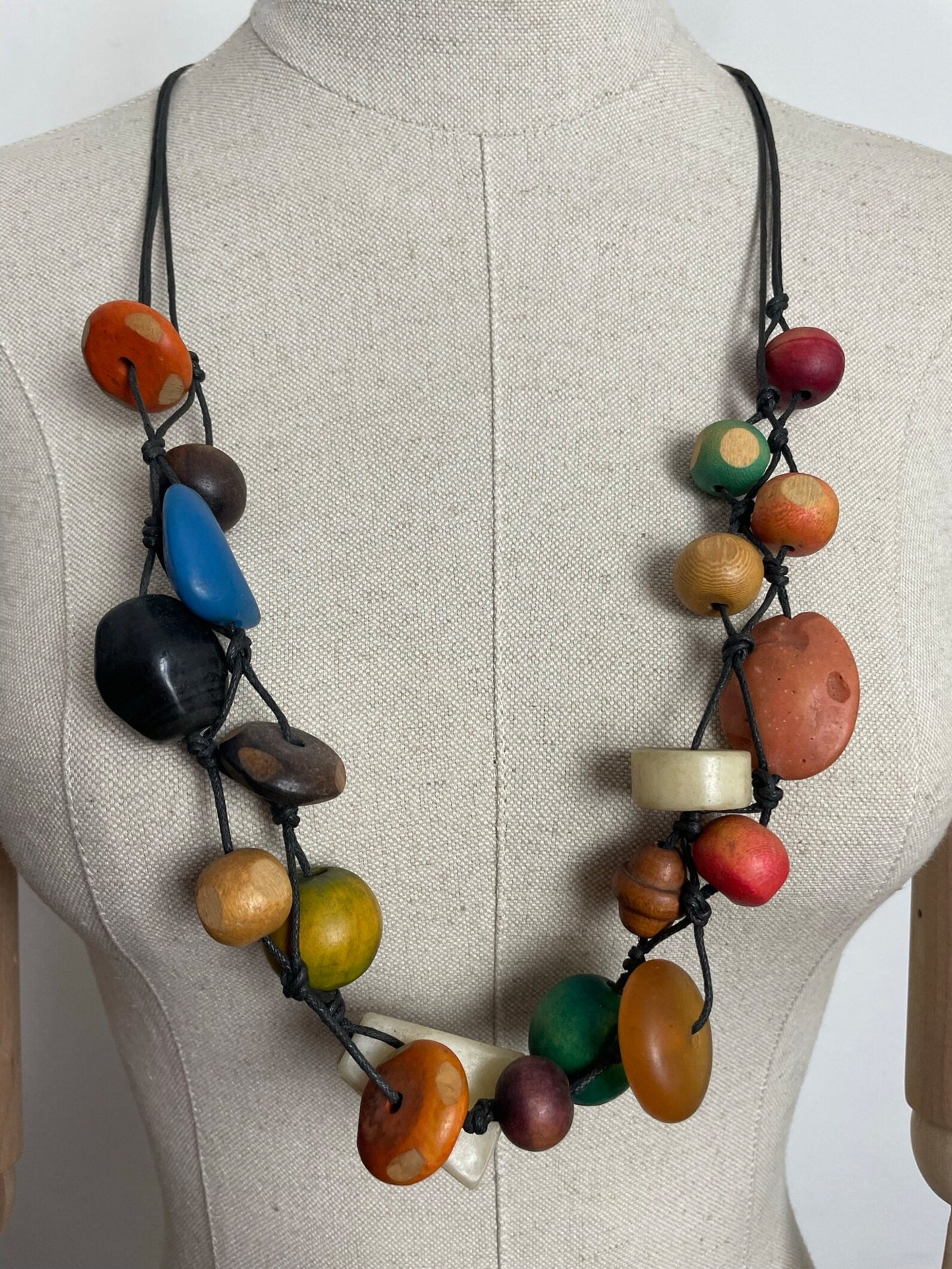 Charity Listing For Shout Aloud - Handmade Boho Bohemian Artisan Balinese Chunky Wood & Resin Bead Statement Necklace