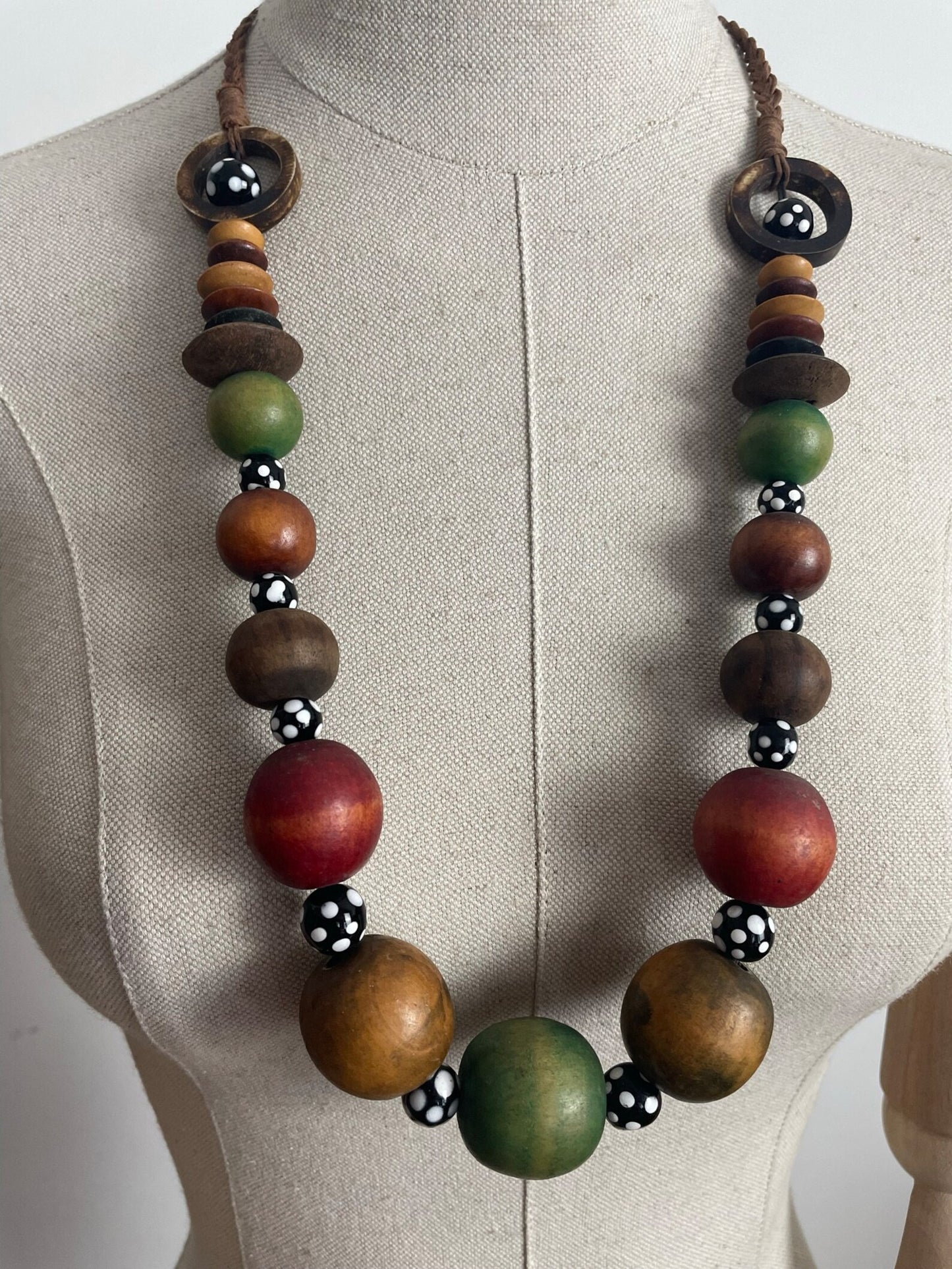 Charity Listing For Shout Aloud - Gorgeous Handmade Boho Bohemian Hippy Artisan Balinese Chunky Gradutated Wooden Bead Statement Necklace