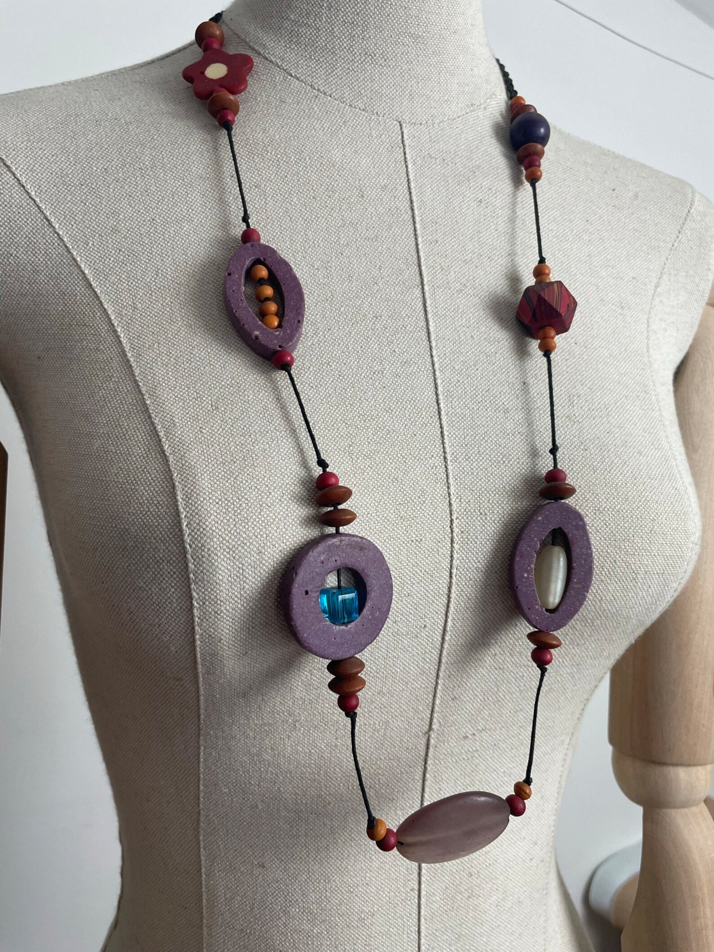 Charity Listing For Shout Aloud - Gorgeous Handmade Boho Bohemian Hippy Artisan Balinese Long Resin & Wooden Bead Statement Necklace