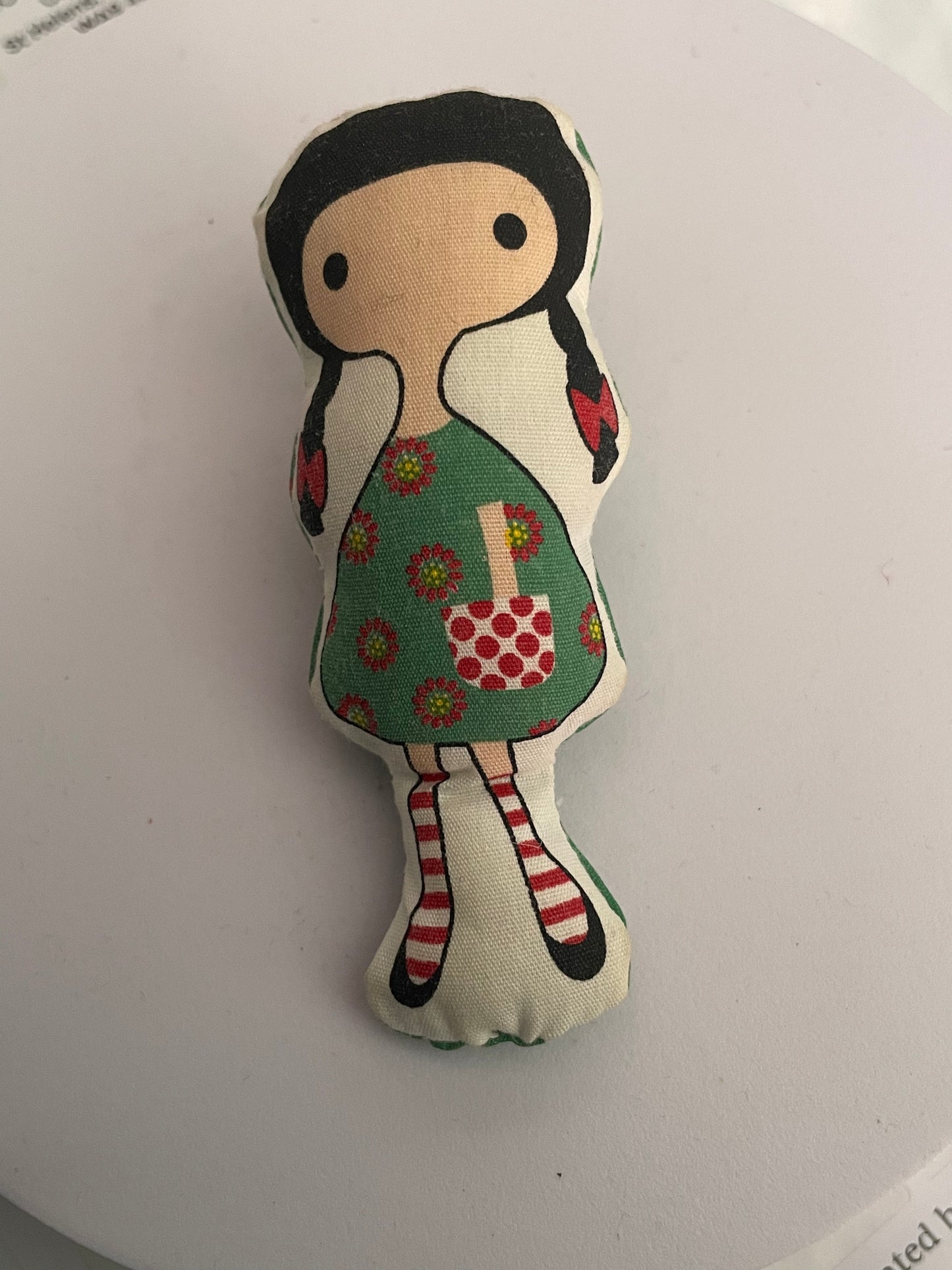 Vintage 1980s 1990s Cute Litte Fabric Padded Pippi Longstocking Style Figure Pin Brooch