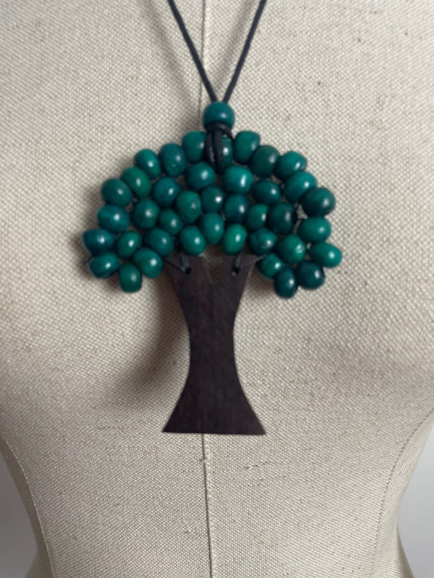 Charity Listing For Shout Aloud Beautiful Handmade Boho Bohemian Artisan Balinese Teal Colour Wooden Bead Tree Of Life Statement Necklace